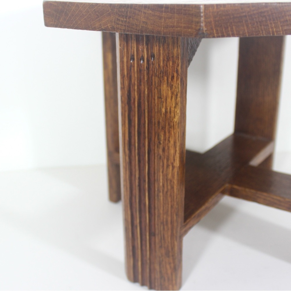 Vintage Oak Wood Octagonal Stool or Plant Stand - Picture 3 of 14